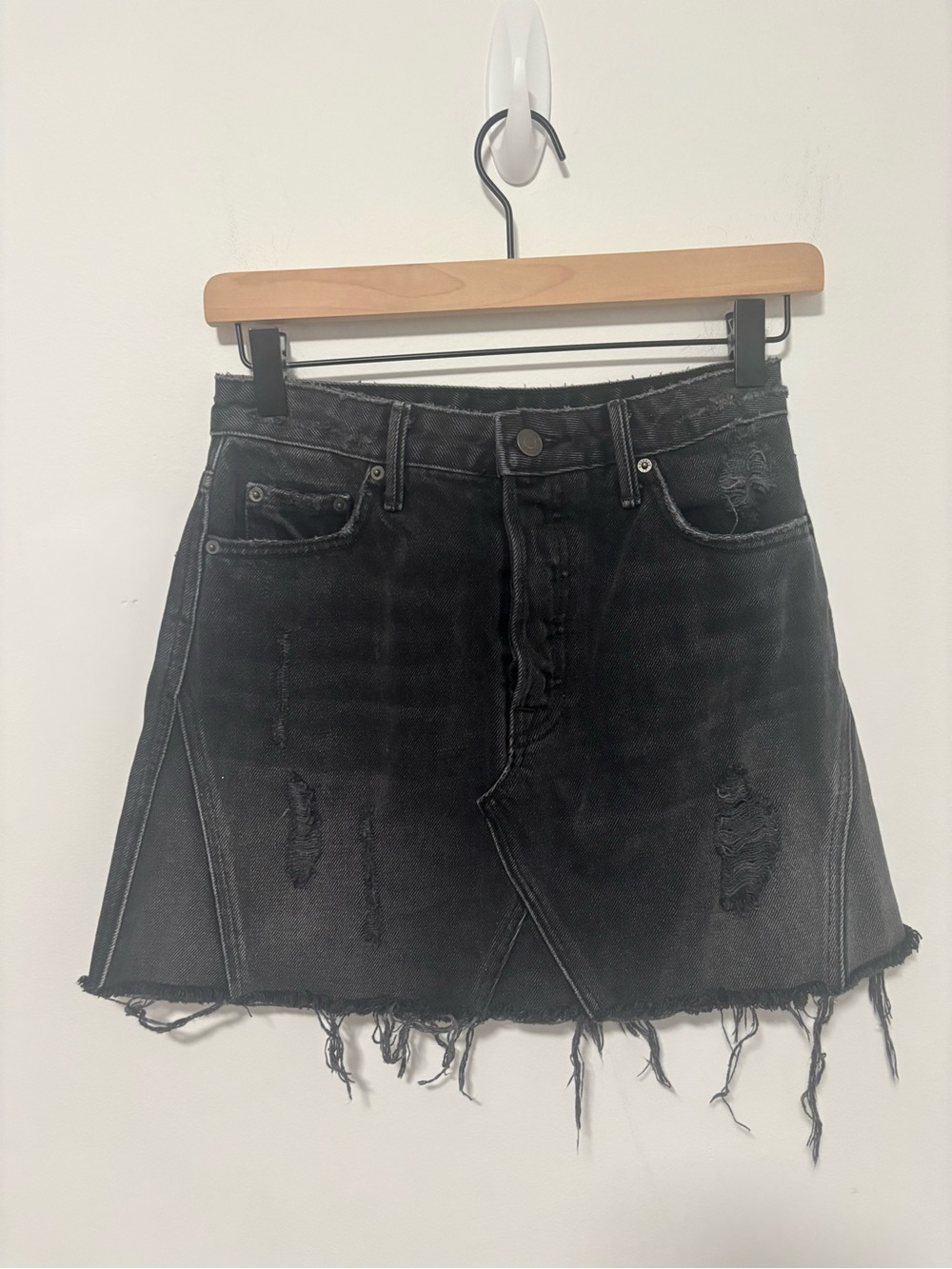 Grlfrnd denim eva high rise a line black skirt